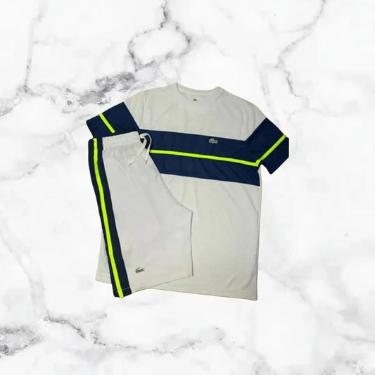 Lacoste | Ensemble T-Shirt/Short - Blanc / Jaune / Bleu